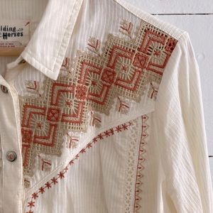 anthropologie embroidered western style shirt